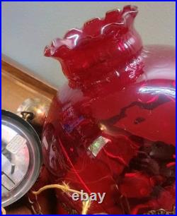 VTG Ruby Red Glass Pendant Swag Hanging Lamp Lavery & Co. C568989 Hard Wired