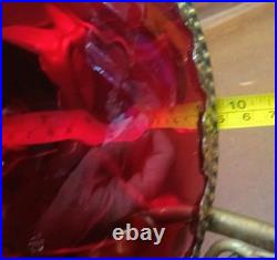 VTG Ruby Red Glass Pendant Swag Hanging Lamp Lavery & Co. C568989 Hard Wired