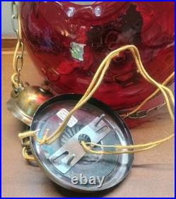 VTG Ruby Red Glass Pendant Swag Hanging Lamp Lavery & Co. C568989 Hard Wired
