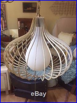 VTG Secto George Nelson Style Hanging Swag Pendant Metal Lamp Light Teardrop
