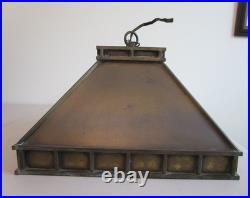 VTG Solid Brass Arts & Crafts Style Ceiling Hanging Swag Pendant Lamp Untested