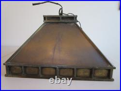 VTG Solid Brass Arts & Crafts Style Ceiling Hanging Swag Pendant Lamp Untested