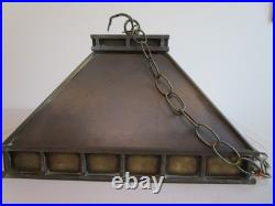 VTG Solid Brass Arts & Crafts Style Ceiling Hanging Swag Pendant Lamp Untested