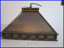 VTG Solid Brass Arts & Crafts Style Ceiling Hanging Swag Pendant Lamp Untested
