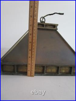 VTG Solid Brass Arts & Crafts Style Ceiling Hanging Swag Pendant Lamp Untested