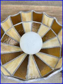 VTG Stained Glass Hanging Ceiling Light Fixture Swag Lamp Tiffany Style 16x10