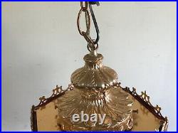 VTG Swag Light Large Mid Century Retro Gothic Spanish/Tudor Hanging Lamp