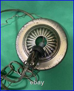 VTG Tiffany Style Stained Glass Hanging Light / Lamp Shade Floral Design 16 Di