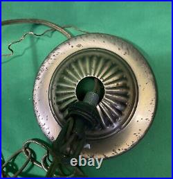 VTG Tiffany Style Stained Glass Hanging Light / Lamp Shade Floral Design 16 Di