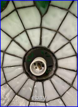 VTG Tiffany Style Stained Glass Hanging Light / Lamp Shade Floral Design 16 Di