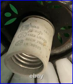 VTG Tiffany Style Stained Glass Hanging Light / Lamp Shade Floral Design 16 Di