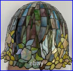 VTG Tiffany Style Stained Glass Lamp Shade, 18 Diameter, 15 Height, Rare Shape