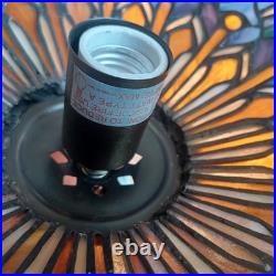 VTG Tiffany style hanging light 17.5 across stain glass deco ceiling statement