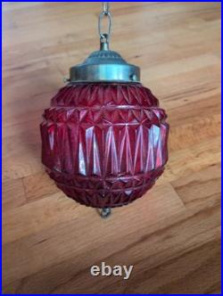 VTG mid century modern Hanging Red Swag Lamp Light