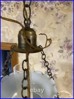 VTg 36 HANGING SWAG GONE WITH THE WIND HURRICANE VICTORIAN LAMP Light Blue ROSE