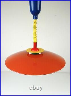 Very Rare 80s Red Postmodern Vintage Memphis Age Hanging Ceiling Lamp Pendant