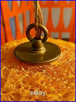 ViNTaGE Orange Mid Century Modern 13 Spaghetti Globe Lucite Hanging Swag Lamp