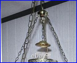 Victorian Hanging Parlor Lamp Crystal Prisms Vintage NO SHADE! (Ruby Red Glass)