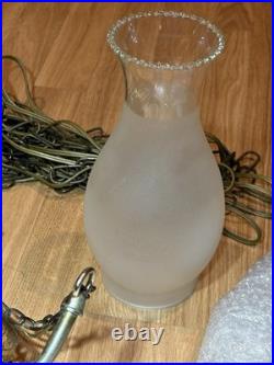 Victorian Hanging Parlor Lamp Crystal Prisms Vintage NO SHADE! (Ruby Red Glass)