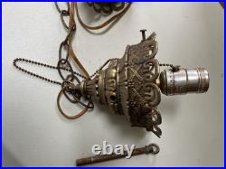 Vint. Glass Swag Brass & Glass Lamp Light. Works. YEAR Aprx. 25 Tall 20Round