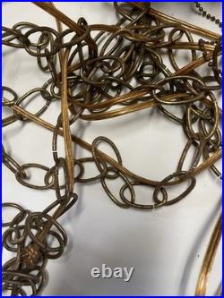 Vint. Glass Swag Brass & Glass Lamp Light. Works. YEAR Aprx. 25 Tall 20Round