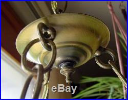Vintage 10White Milk Glass Paneled Shade Font Hanging Hurricane Swag Lamp Light