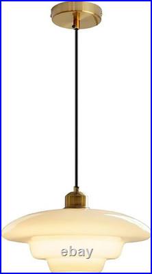 Vintage 12.6 White Glass Pendant Light with Gold Socket for Any Room
