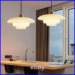 Vintage 12.6 White Glass Pendant Light with Gold Socket for Any Room