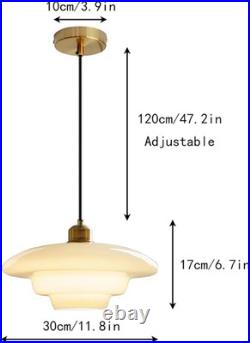 Vintage 12.6 White Glass Pendant Light with Gold Socket for Any Room