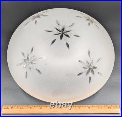 Vintage 12 dia. Mushroom-Shaped Frosted Wheel Cut Glass Shade, 10 Fitter