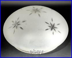 Vintage 12 dia. Mushroom-Shaped Frosted Wheel Cut Glass Shade, 10 Fitter