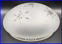 Vintage 12 dia. Mushroom-Shaped Frosted Wheel Cut Glass Shade, 10 Fitter