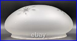 Vintage 12 dia. Mushroom-Shaped Frosted Wheel Cut Glass Shade, 10 Fitter