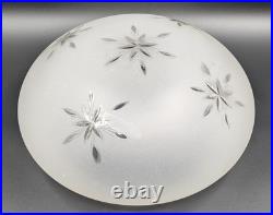 Vintage 12 dia. Mushroom-Shaped Frosted Wheel Cut Glass Shade, 10 Fitter