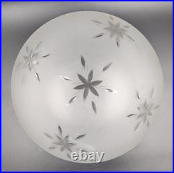 Vintage 12 dia. Mushroom-Shaped Frosted Wheel Cut Glass Shade, 10 Fitter