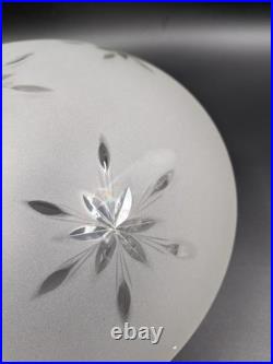 Vintage 12 dia. Mushroom-Shaped Frosted Wheel Cut Glass Shade, 10 Fitter