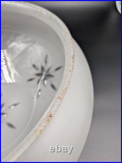 Vintage 12 dia. Mushroom-Shaped Frosted Wheel Cut Glass Shade, 10 Fitter