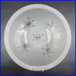 Vintage 12 dia. Mushroom-Shaped Frosted Wheel Cut Glass Shade, 10 Fitter