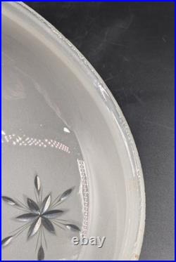 Vintage 12 dia. Mushroom-Shaped Frosted Wheel Cut Glass Shade, 10 Fitter