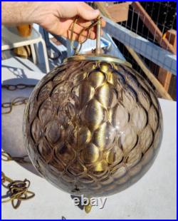 Vintage 12 in Glass Swag Lamp Hanging Light