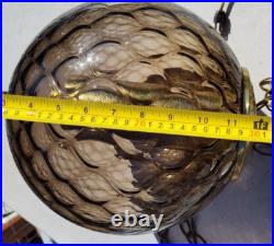 Vintage 12 in Glass Swag Lamp Hanging Light