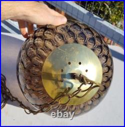 Vintage 12 in Glass Swag Lamp Hanging Light