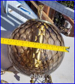 Vintage 12 in Glass Swag Lamp Hanging Light