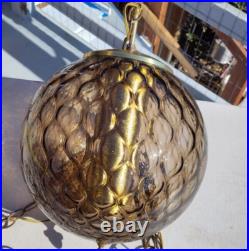 Vintage 12 in Glass Swag Lamp Hanging Light