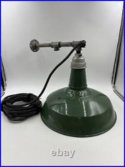 Vintage 16 Green Porcelain Gas Station/Barn Light with Mount