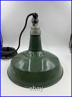 Vintage 16 Green Porcelain Gas Station/Barn Light with Mount