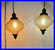 Vintage 18 Matching (2 Each) Pair 70's MCM Hanging Swag Lamp Amber Orange Glass