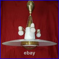 Vintage 1950's Atomic Era UFO Flying Saucer Pendant Hanging Lamp