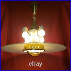 Vintage 1950's Atomic Era UFO Flying Saucer Pendant Hanging Lamp