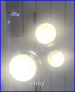 Vintage 1950s 60s Mid Century Modern Chrome 3 Tier Atomic Orb Swag Light Lamp